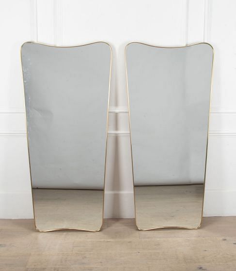 Pair of 20th Century Italian Brass Mirrors