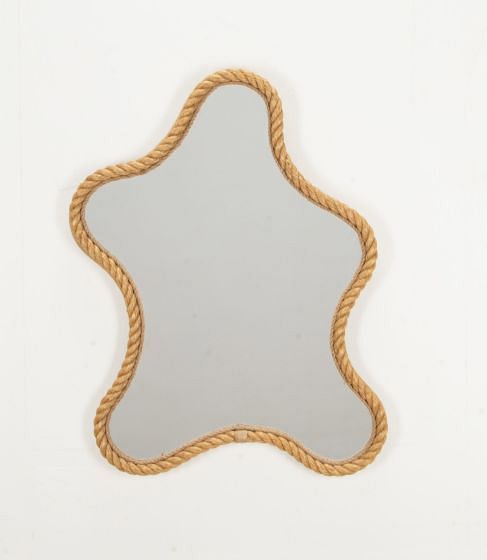 Contemporary French Wave Shape Cord Mirror