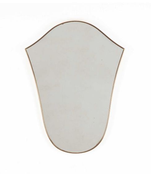 Mid-Century Italian Shield Shape Brass Mirror