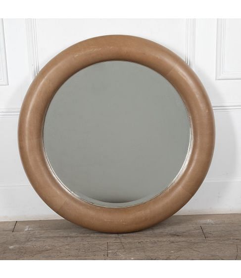 20th Century Leather Framed Mirror