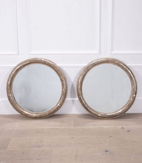 Pair of 20th Century Silver Gilt Circular Mirrors