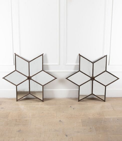 Pair of English 19th Century Iron Frame Star Mirrors