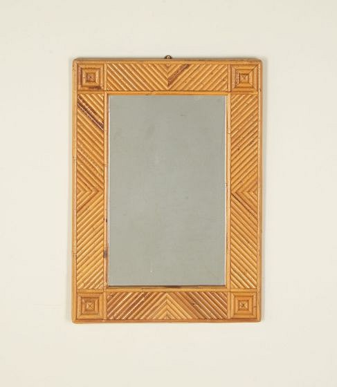 20th Century French Modernist Bamboo Mirror