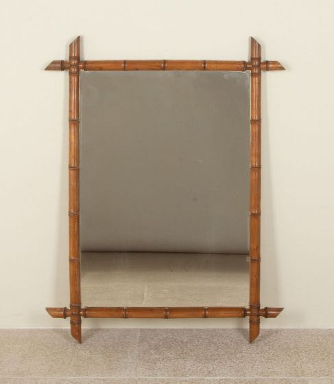 20th Century French Faux Bamboo Mirror