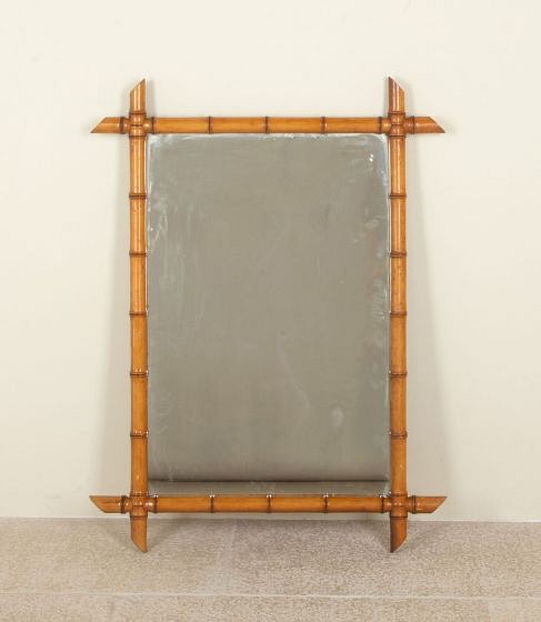 20th Century French Faux Bamboo Mirror