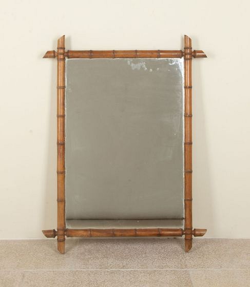 20th Century French Faux Bamboo Mirror