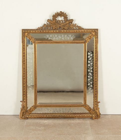 19th Century French Gilt Cushion Mirror