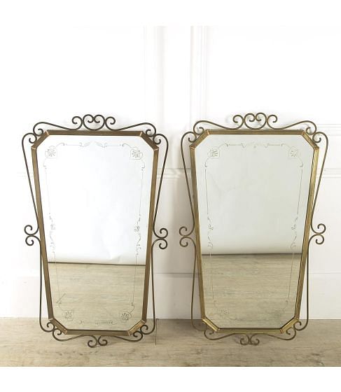 Pair of 20th Century Brass and Copper Mirrors