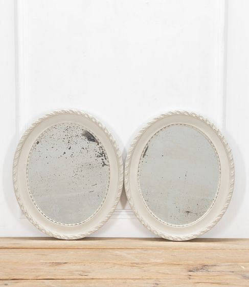 Pair of Victorian Painted Oval Mirrors