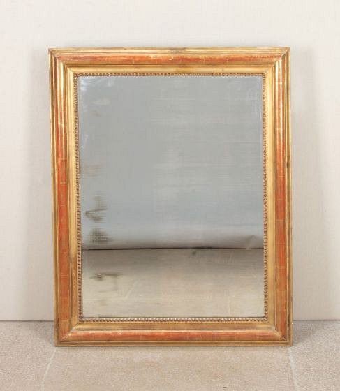 19th Century French Gilded Architectural Rectangle Mirror