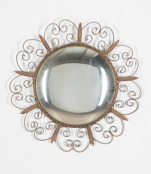 Mid Century Convex Mirror with Metal Frame