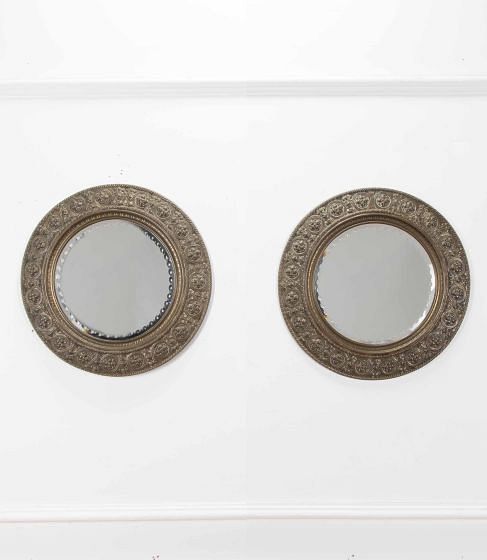 Pair of 20th Century Edwardian Circular Sorcerers Mirrors