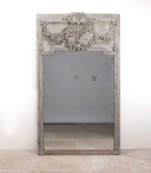 18th Century French Oak Panelled Trumeau Mirror