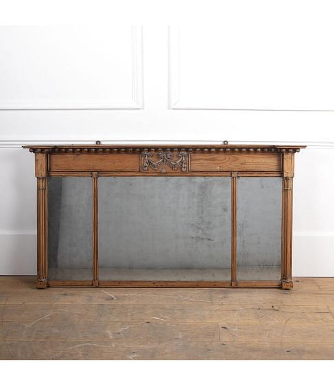 19th Century George III Pine Triple Glass Over Mantel Mirror