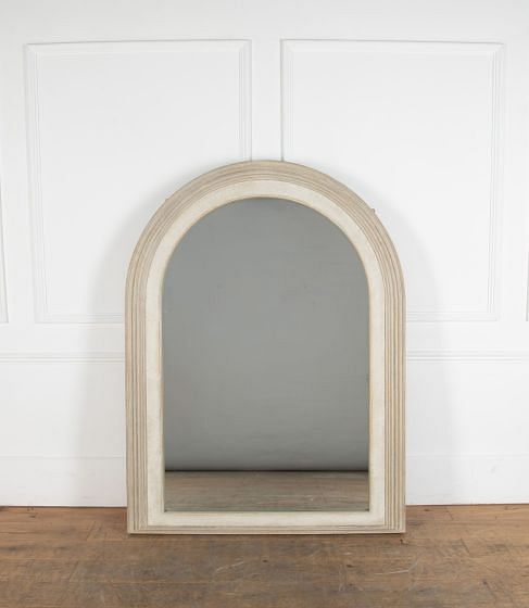 19th Century Large Painted Pine Arched Mirror