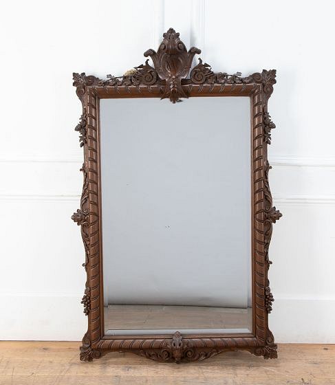 Large 19th Century French Carved Oak Mirror