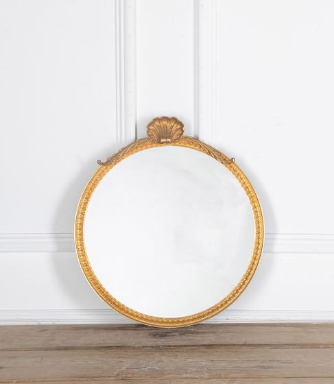 20th Century Round Italian Gilt Metal Wall Mirror