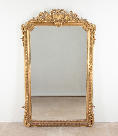 Large 19th Century French Decorative Gilded Overmantle Mirror