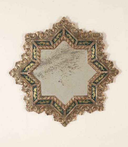 Mid-Century Italian Star Shaped Mirror with Cushion Frame