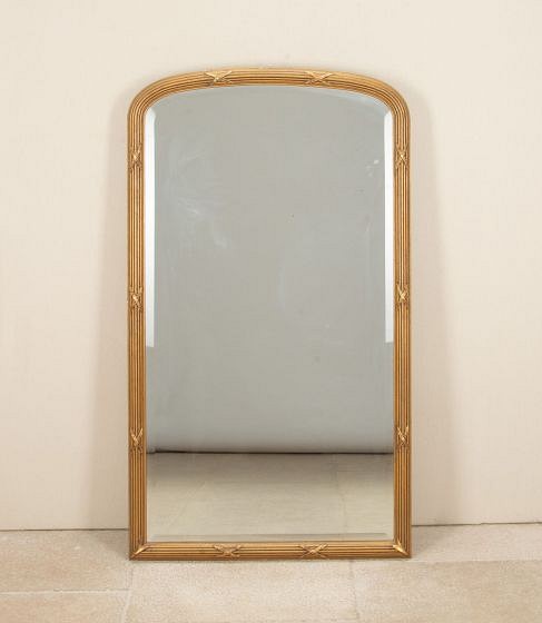 20th Century French Tall Gilt Mirror with Ribbon Decoration