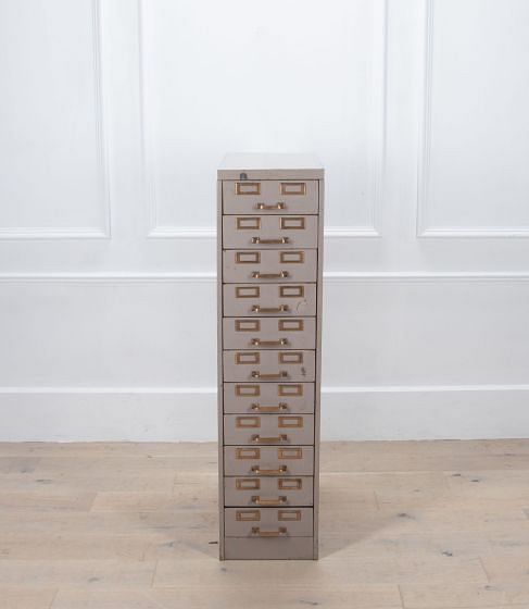 20th Century Eleven Drawer Steel File Card Cabinet