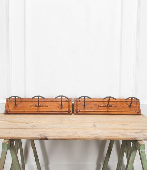 Pair of 19th Century French Faux Bamboo Coat Rack Hooks