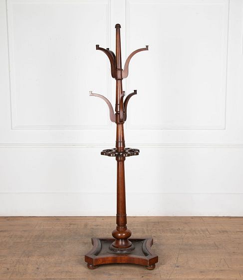 19th Century English Mahogany Coat Hat and Stick Stand