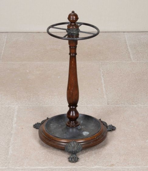 20th Century English Brass and Mahogany Umbrella Stand