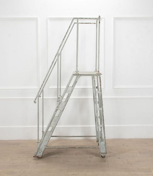 Early 20th Century French Industrial Iron Library Ladder OF4457575