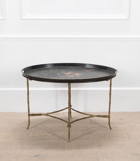 Metal Butlers Tray on Faux Bamboo Stand