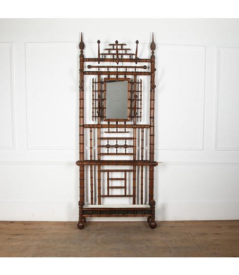 19th Century Simulated Bamboo Mahogany Hall Stand