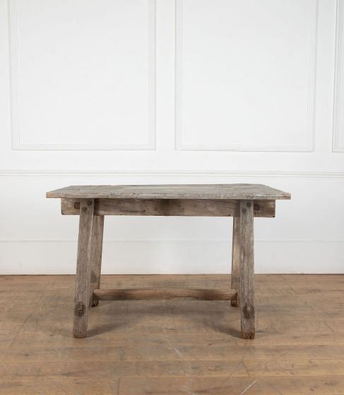 Primitive French Painted Plank Top Rustic Table
