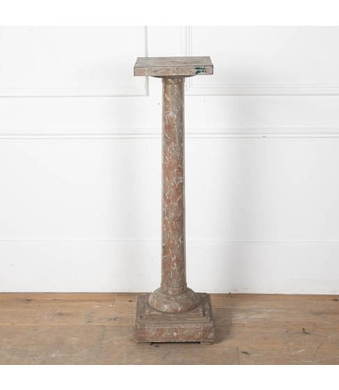 20th Century French Faux Marble Wooden Column