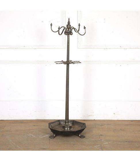 19th Century Polished Steel Coat and Stick Stand