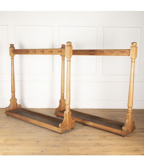 SALE: Pair of Early 20th Century Monumental Oak Coat Stands