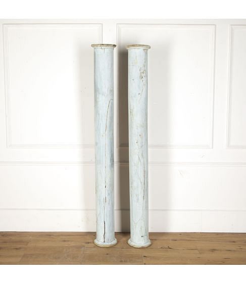 Pair of 18th Century French Painted Columns 
