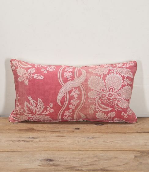Long 19th Century French Pink Floral Cushion