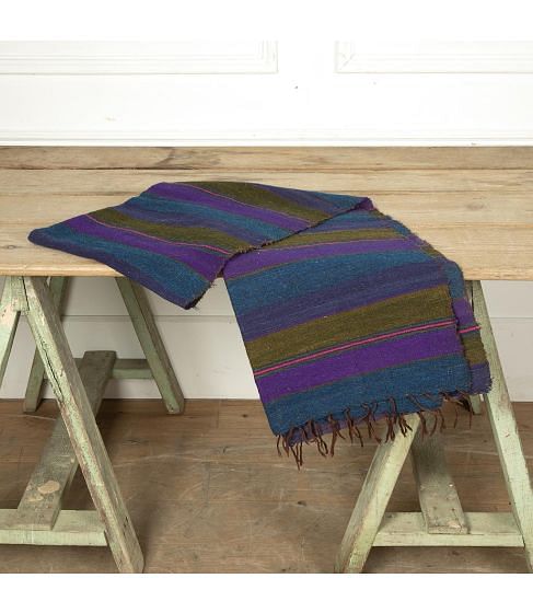 20th Century Embroidered Wool Striped Blanket