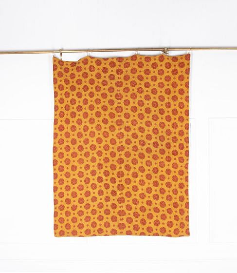 French 19th Century Saffron Yellow & Madder Red Quilt