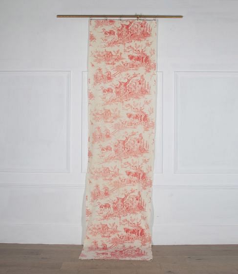 19th Century French Red Toile Cotton Panel