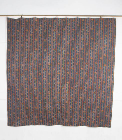 19th Century French Floral Stripe Quilt