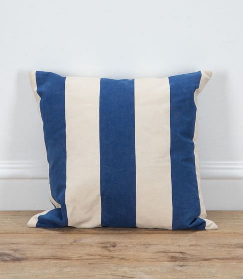 French 20th Century Blue and White Striped Cushion