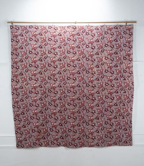 French 19th Century Red and Purple Floral Quilt
