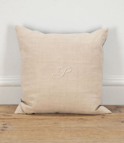 19th Century French 'S' Monogram Customised Linen Cushion