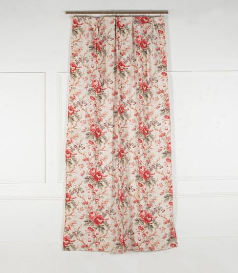 19th Century French Floral Cotton Curtain