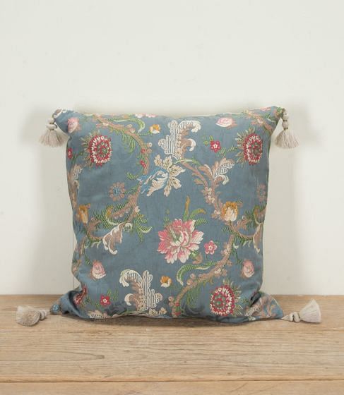 20th Century French Silk Brocade Square Cushion with Tassels