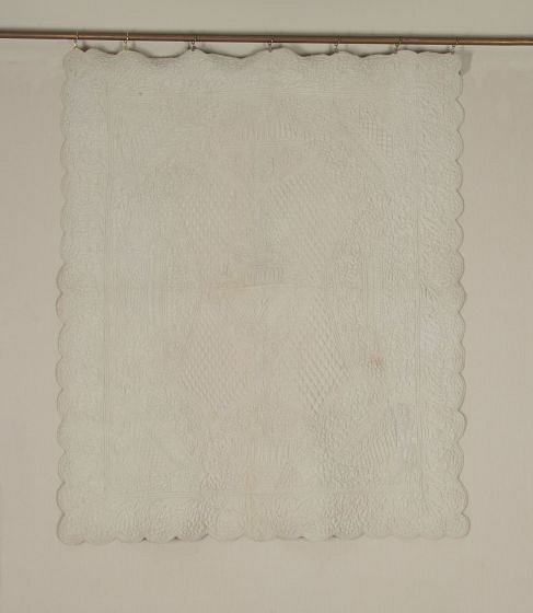 Early 19th Century French White Scalloped Edge Quilt