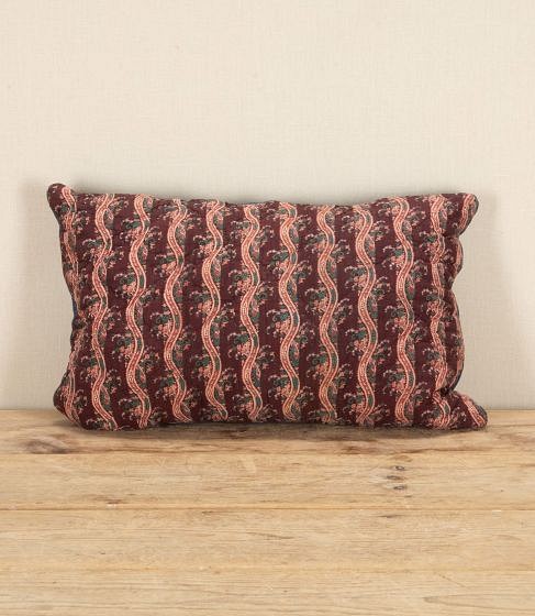 19th Century French Wavy Red Printed Stripe Cushion RT4243699