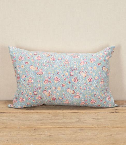 Late 19th Century French Pretty Pink and Red Flowers Cushion