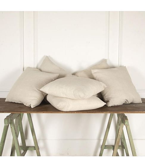 Set of Six 19th Century Antique Linen Cushions